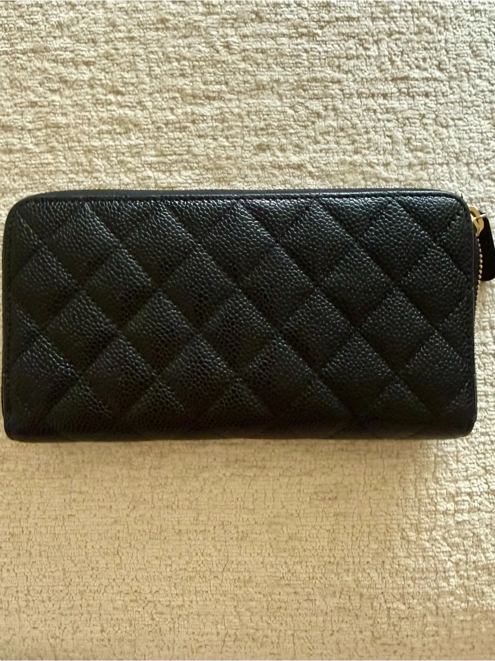 CHANEL Caviar Black Quilted Long Zip-Around Wallet - Dustbag Box Ribbon
